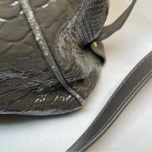 Marc by Marc Jacobs Gray Green Patent Leather Snakeskin Hobo Shoulder Tote Bag - Picture 7 of 16